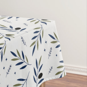 Sage Green Watercolor French Country Olive Pattern Tablecloth