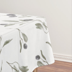 Sage Green Watercolor French Country Olive Pattern Tablecloth