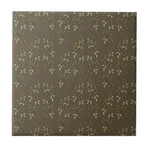 Sage Green Watercolor French Country Olive Pattern Tile