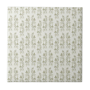 Sage Green Watercolor French Country Olive Pattern Tile