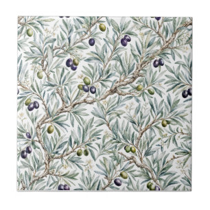 Sage Green Watercolor French Country Olive Pattern Tile