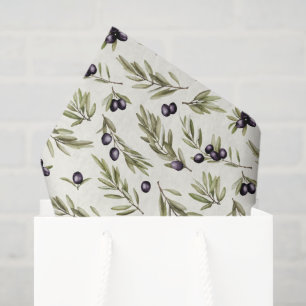 Sage Green Watercolor French Country Olive Pattern Tissue Paper