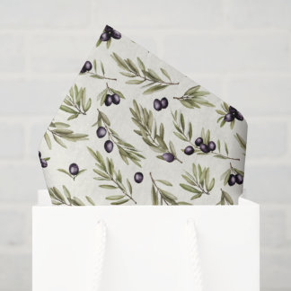 Sage Green Watercolor French Country Olive Pattern Tissue Paper