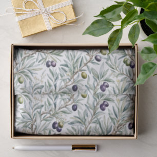 Sage Green Watercolor French Country Olive Pattern Tissue Paper