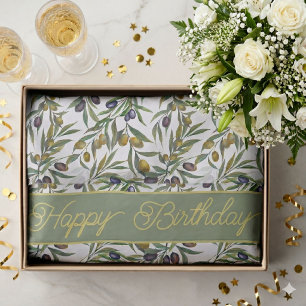 Sage Green Watercolor French Country Olive Pattern Tissue Paper