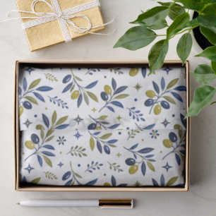 Sage Green Watercolor French Country Olive Pattern Tissue Paper