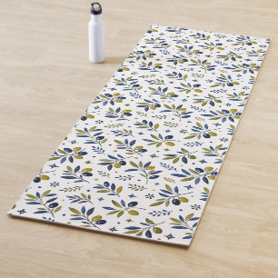 Sage Green Watercolor French Country Olive Pattern Yoga Mat