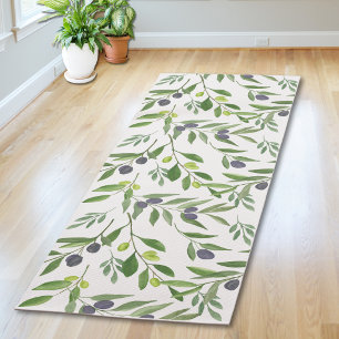 Sage Green Watercolor French Country Olive Pattern Yoga Mat