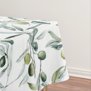 Sage Green Watercolor French Country Olive  Tablecloth
