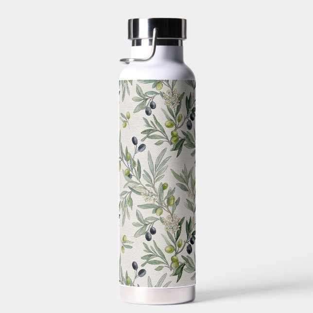 Sage Green Watercolor French Country Olive Water Bottle (Right)