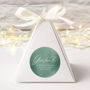 Sage Green Watercolor Graduation Classic Round Sticker