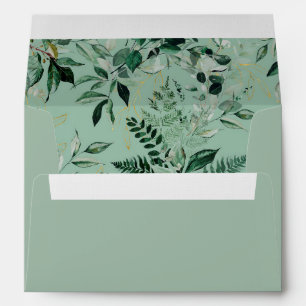 Sage Green Watercolor Greenery foliage wedding Envelope