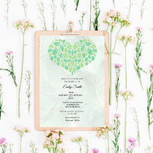 Sage Green Watercolor Heart Bridal Shower Invitation