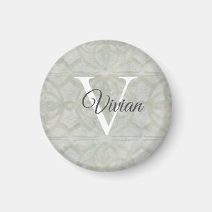 Sage Green Watercolor Monogram Name Magnet