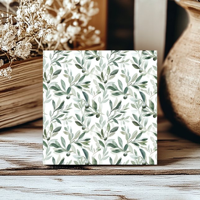 Sage Green Watercolor Olive Pattern Tile (Creator Uploaded)