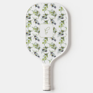 Sage Green Watercolor Olives Custom Name Pickleball Paddle
