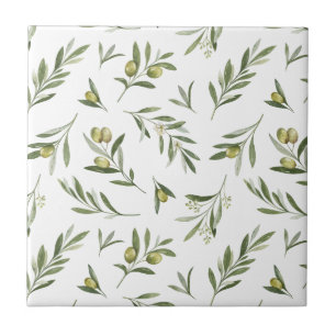Sage Green Watercolor Olives Tile