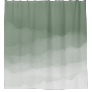 Sage Green Watercolor Ombre (sage green/white) Shower Curtain