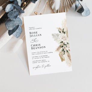 Sage Green Watercolor Pampas Floral Wedding Invitation