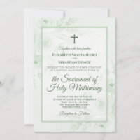 Sage Green Watercolor Peonies Catholic Wedding