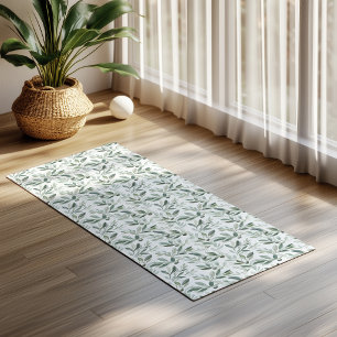 Sage Green Watercolor Rustic Olive Pattern Yoga Mat