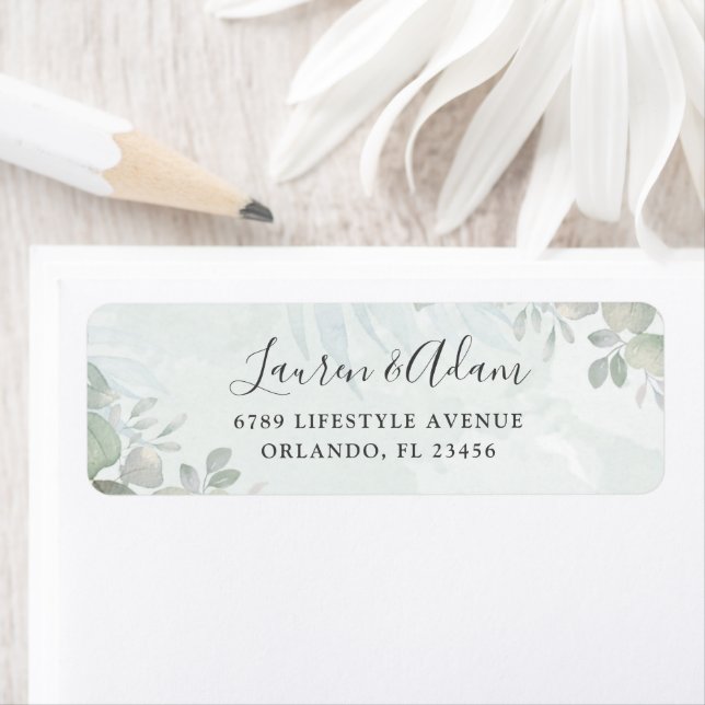 Sage Green Watercolor Rustic Wedding Address Label (Insitu)