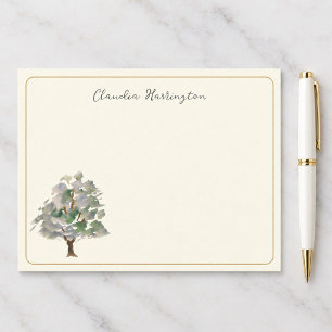 Sage Green Watercolor Tree Nature Ivory Thank You Card