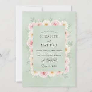 Sage Green Watercolor Wedding Invitation