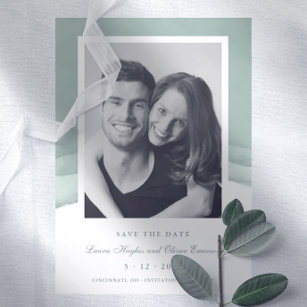 Sage Green Watercolor Wedding Save the Date Invitation