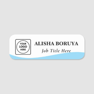 Sage Green Wave Logo Name Badge nametags