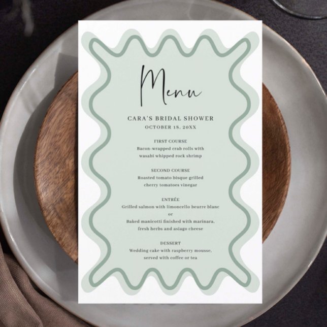 Sage Green Wavy Border menu card (Creator Uploaded)