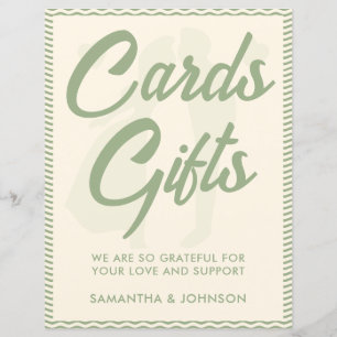 Sage Green Wavy Stripe Cards & Gifts Wedding Sign