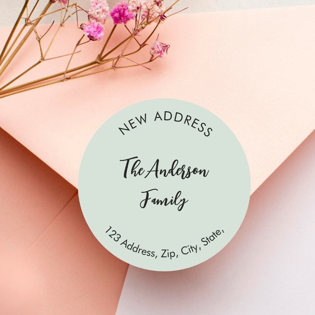 Sage green we have moved new address classic round sticker (Creator Uploaded)