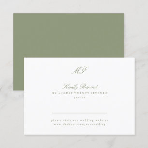 Sage Green Website Traditional Monogram Classic RSVP Card