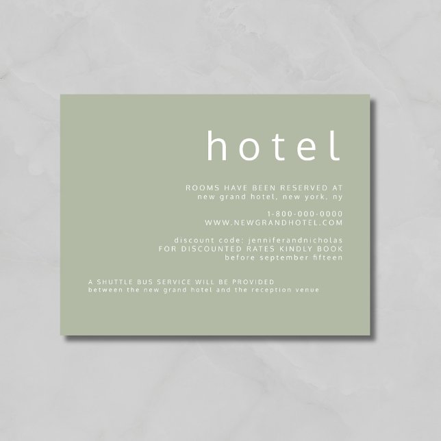 Sage Green Wedding Accommodation Enclosure Card (Sage Green Wedding Accommodation Enclosure Card)