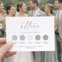 Sage Green Wedding Attire Card with Neutral Color