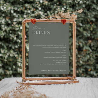 SAGE Green Wedding Bar Drink Menu Sign