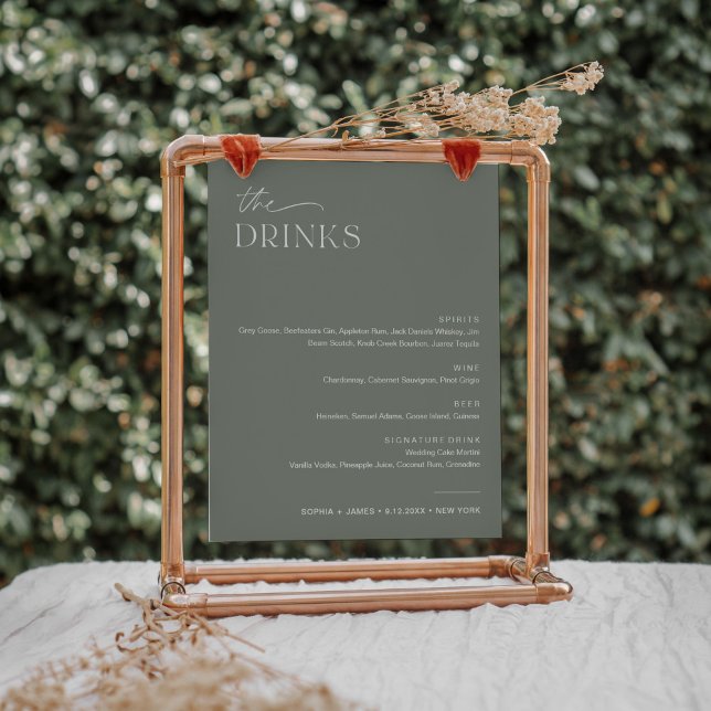 SAGE Green Wedding Bar Drink Menu Sign (Creator Uploaded)