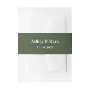 Sage Green Wedding Bride Groom Invitation Belly Band