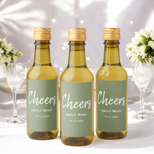 Sage Green Wedding Cheers Minimal Wine Label