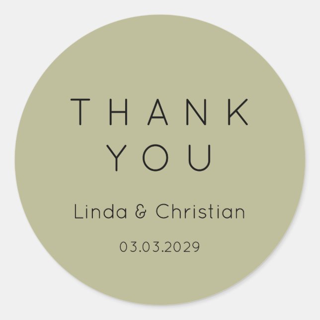 Sage Green  Wedding Classic Round Sticker (Front)