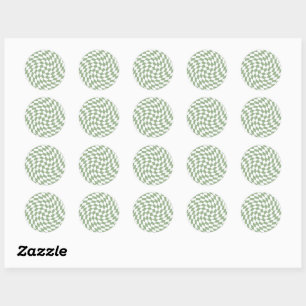 Sage Green Wedding Collection Check Chequered   Classic Round Sticker