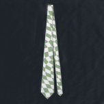 Sage Green Wedding Collection Check Chequered   Tie<br><div class="desc">Modern bohemian Sage Green colour theme bridal wedding party products. Evergreen retro trendy warped checks design,  warped chequered paper plates in beautiful elegant and chic Sage Green and white colour.</div>