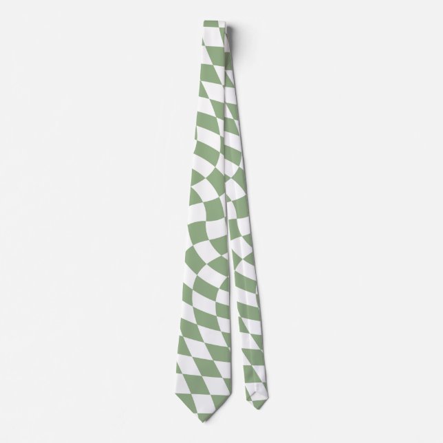 Sage Green Wedding Collection Check Chequered   Tie (Front)