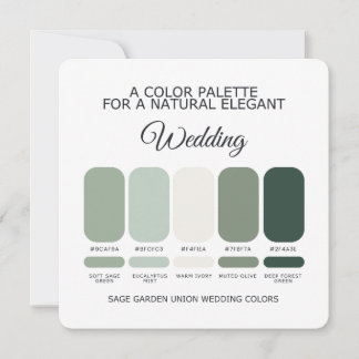 Sage Green Wedding Colour Palette Card