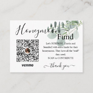 Sage Green Wedding Colours Honeymoon Fund Enclosure Card