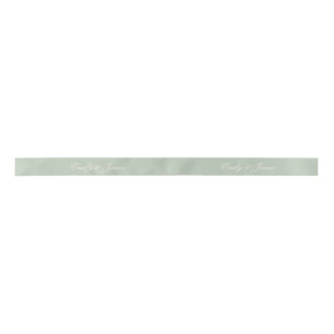 Sage Green Wedding Custom Names Pattern  Satin Ribbon