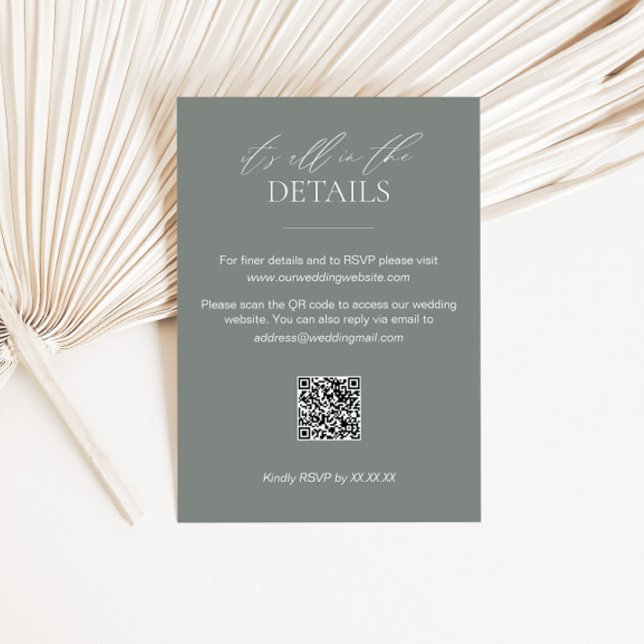Sage Green Wedding Details Card with QR Code (Creator Uploaded)