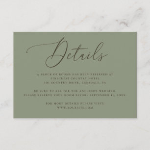 Sage Green Wedding Details Elegant Minimalist Enclosure Card