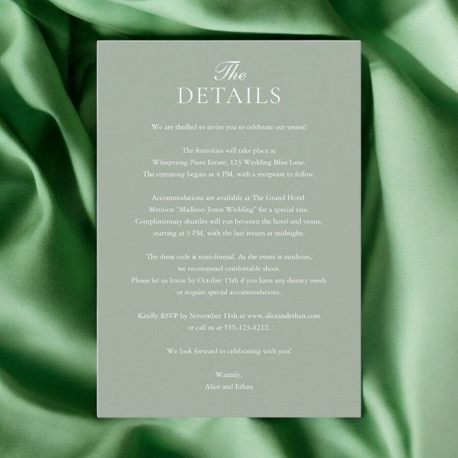 Sage Green Wedding Details Photo Enclosure Card (Creator Uploaded)